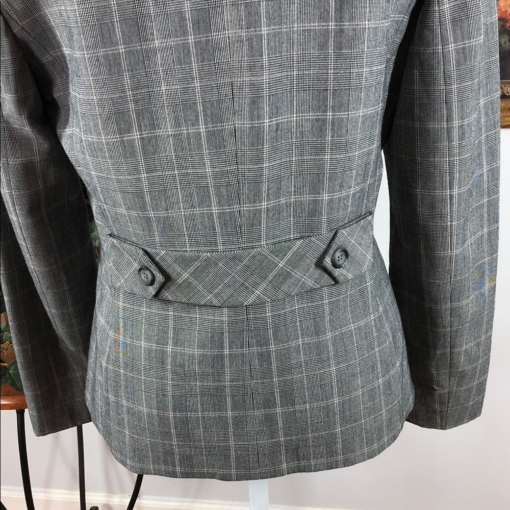 Tahari ASL Gray Plaid Women's Blazer Two Button Front Lapel Notch Collar Preppy - Picture 5 of 10